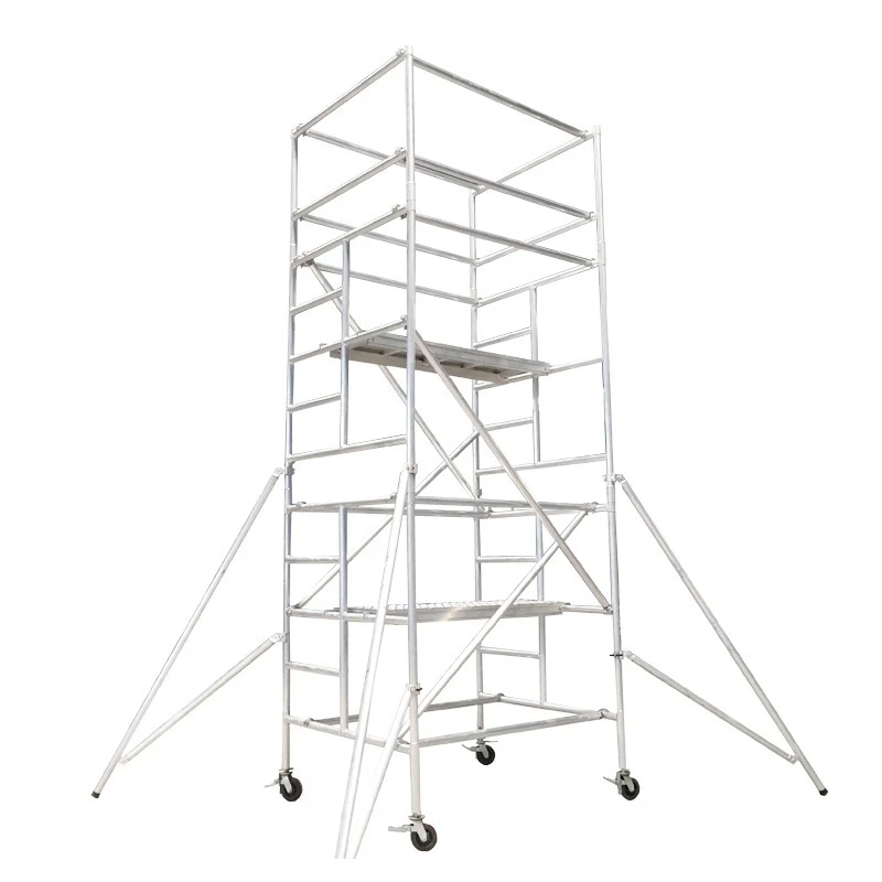 

Aluminum alloy mobile scaffold double width mobile work frame working height 2m 4m 6m climbing platform