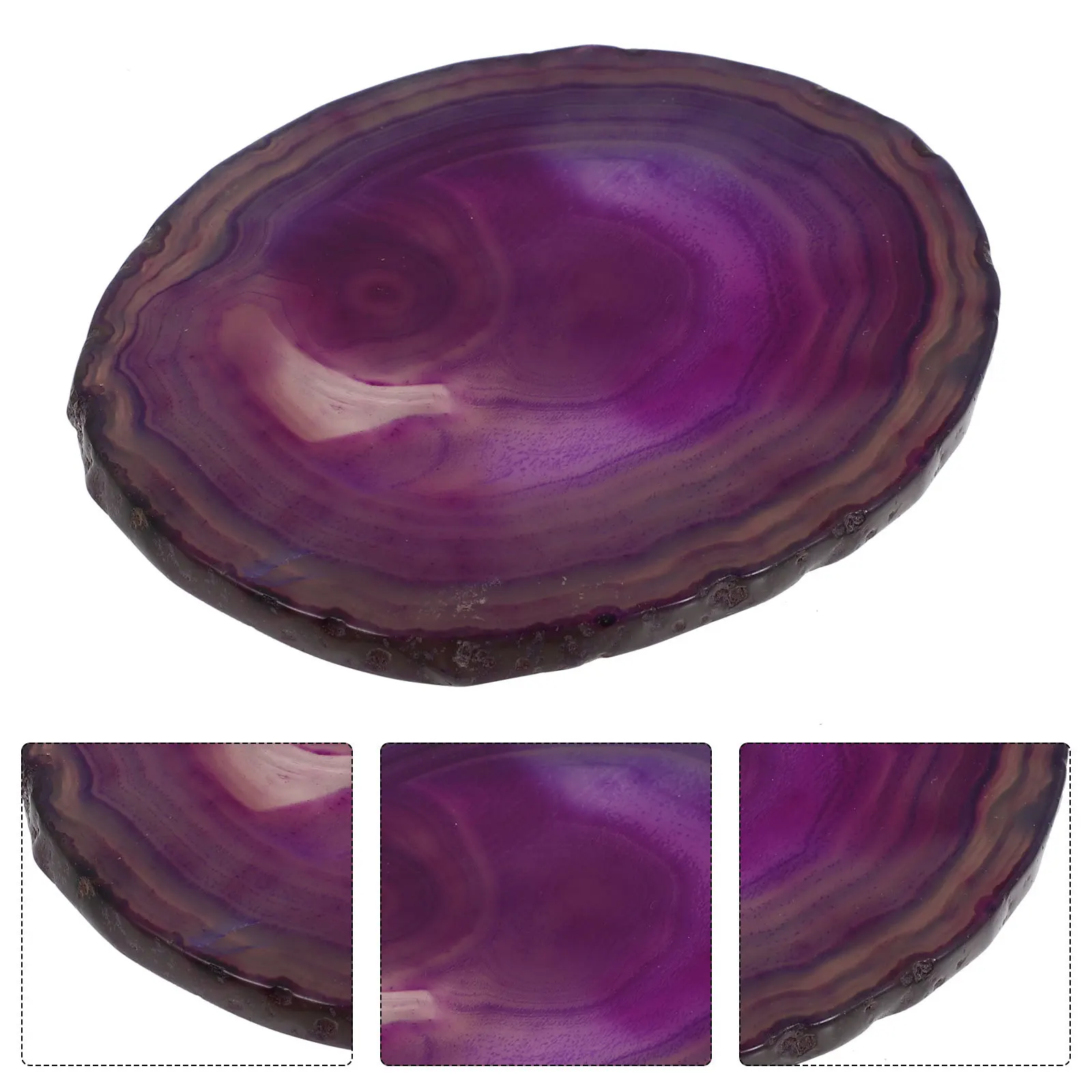 

Agate Stone Coaster Natural Round Cup Mat Heat Resistant Non Slip Absorbent Desktop Ornament for Home Office Bar Decor