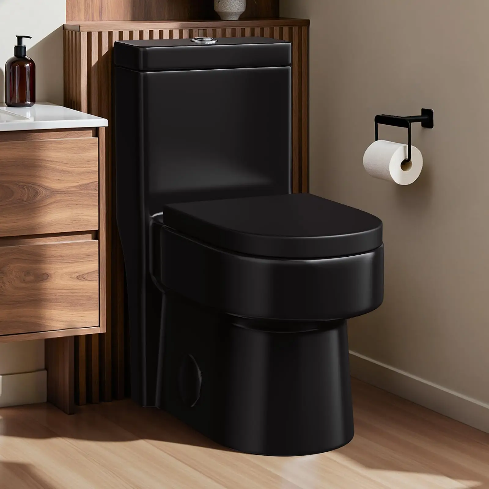 

BCAN Compact One Piece Toilet With Soft-Close Seat Lid, High-Efficiency 1.2/1.8 GPF Dual Flush, Dirt-Resistant Glazed
