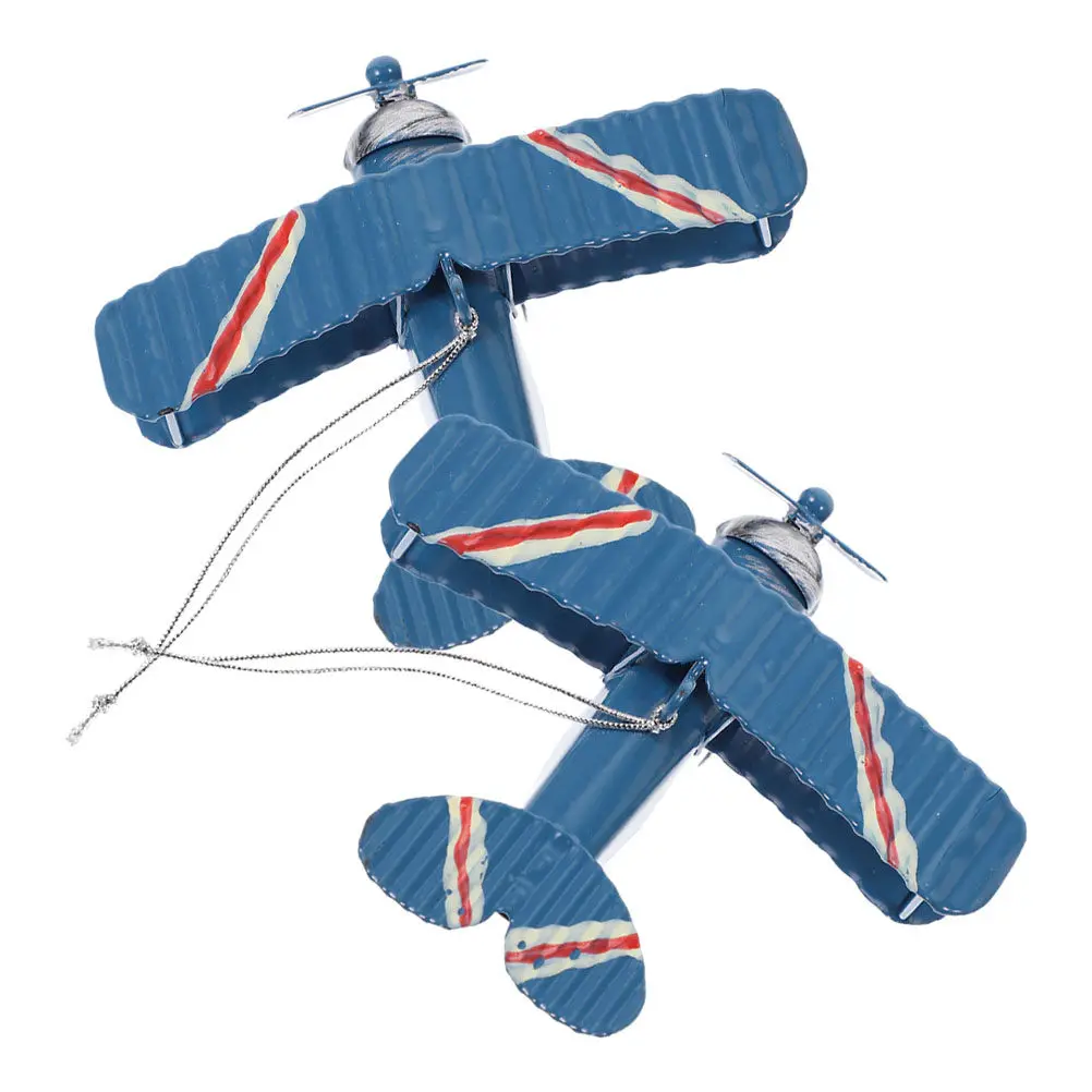 

2 шт. Ретро-винтажные металлические самолеты-бипланы, декоративные настольные украшения, компактный реквизит для фото, декор для дома и офиса