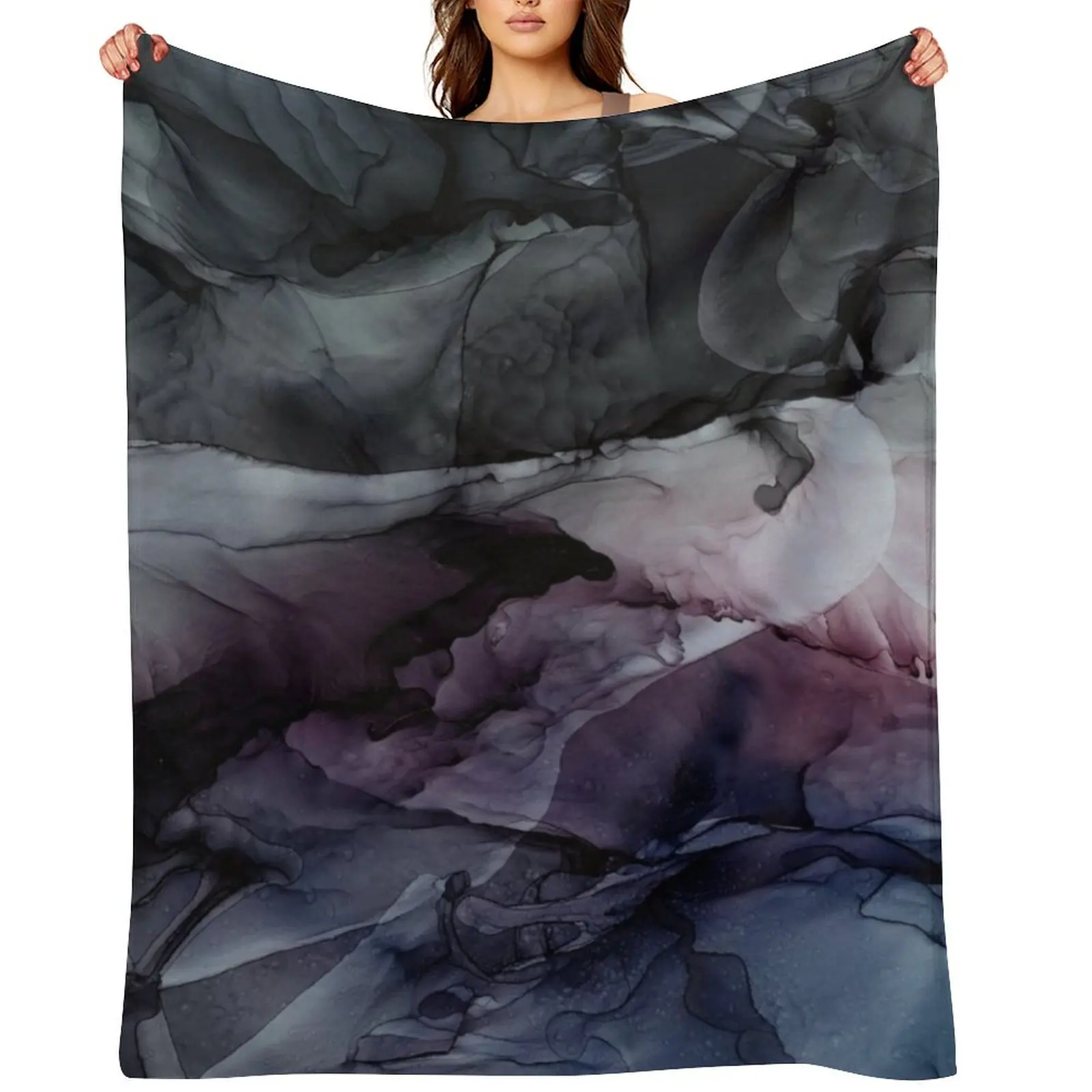 

Moody Dark Chaos Inks Abstract Throw Blanket Thermals For Travel Stuffeds blankets and throws for sofa Blankets