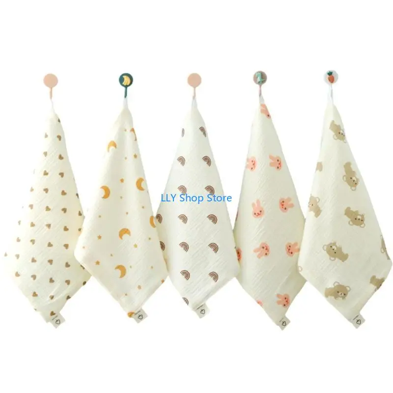 

T8UD Baby Washcloth Muslin Square Hand Towel Soft Reusable Newborn Face Towel 4-Layer