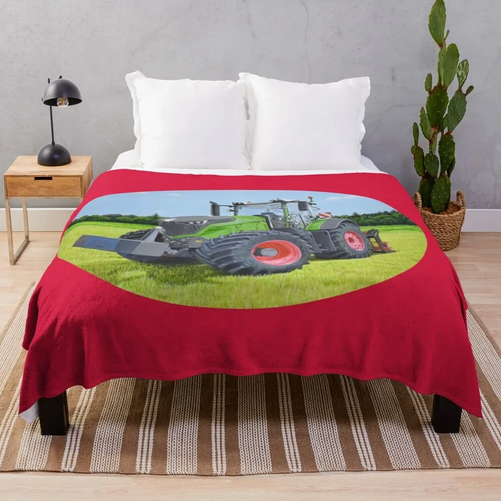 

Green Tractor in Field (red) Throw Blanket bed plaid Weighted Decorative Beds Personalized Gift Blankets