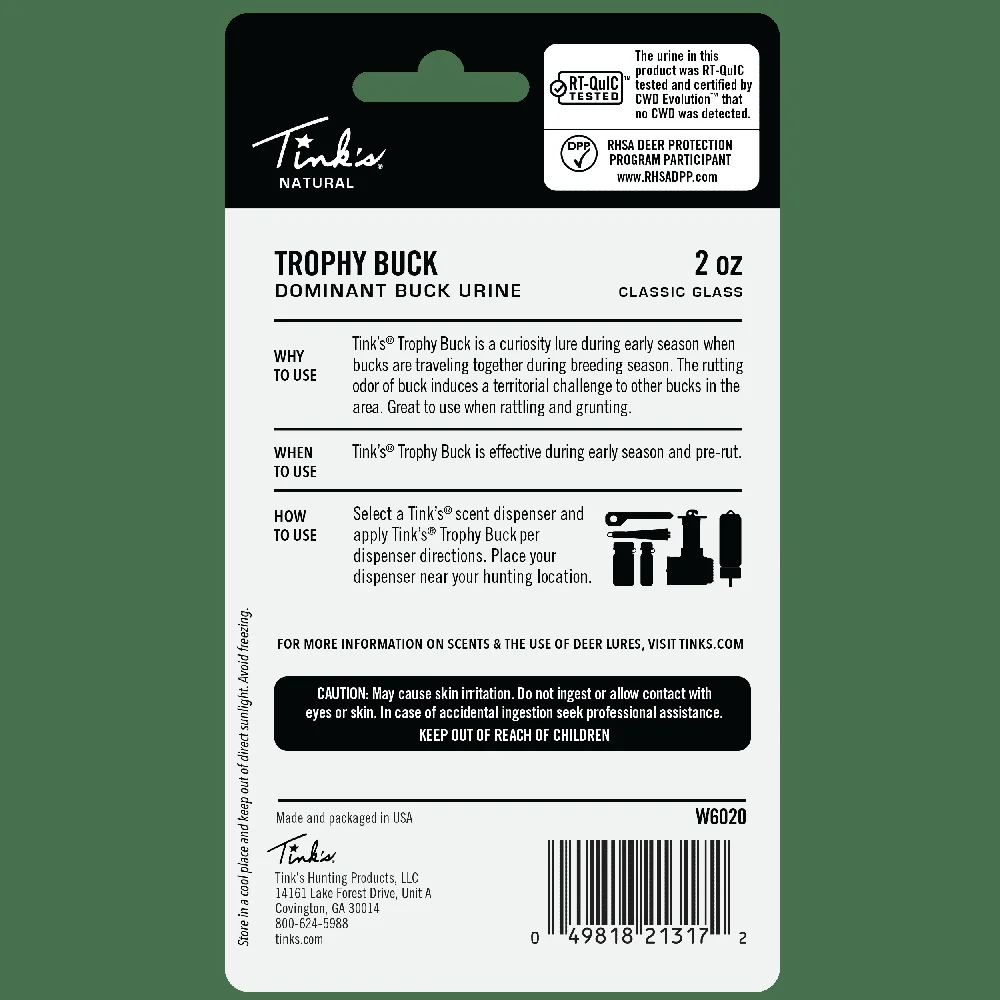 Natürlicher Buck-Urinduft, 2 oz, klassische Glasflasche, langlebig, Neugier, Köder, Hirschjagd, Territorial, Herausforderung, Verwendung mit Duft