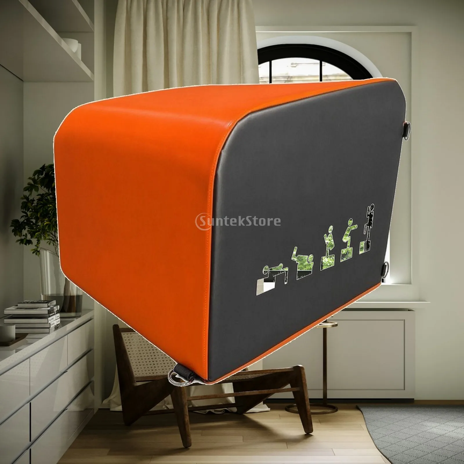 Wipe-Clean Padded Fitness Pad | Printed Exercise symbols, hip raise Box, Fitness