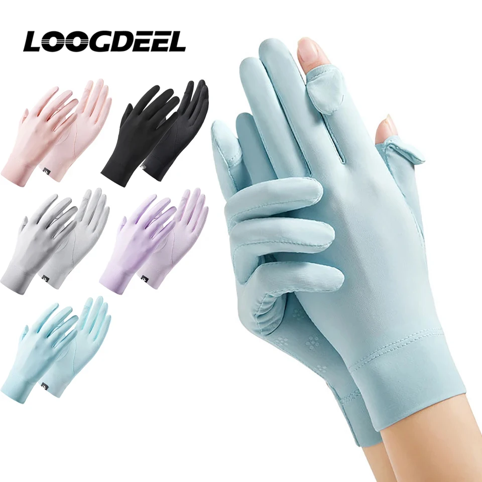 Sunscreen Breathable Fashion Driving Running Gloves Cold Ice Silk Bike Thin Silicone Anti-UV Gloves Women Men  Gloves