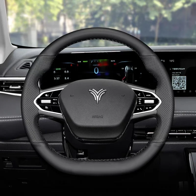 

Hand-stitched Steering Wheel Cover For Nezha UV Genuine Leather-sewn Thin Four-season Anti-skid Car Steering Wheel Braid Cover