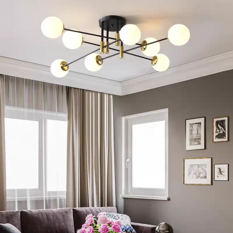 

Nordic Ins Magic Bean Light Postmodern Living Room Pendant Lights Home LED Bedroom Light Luxury Glass Ball Branch Chandeliers