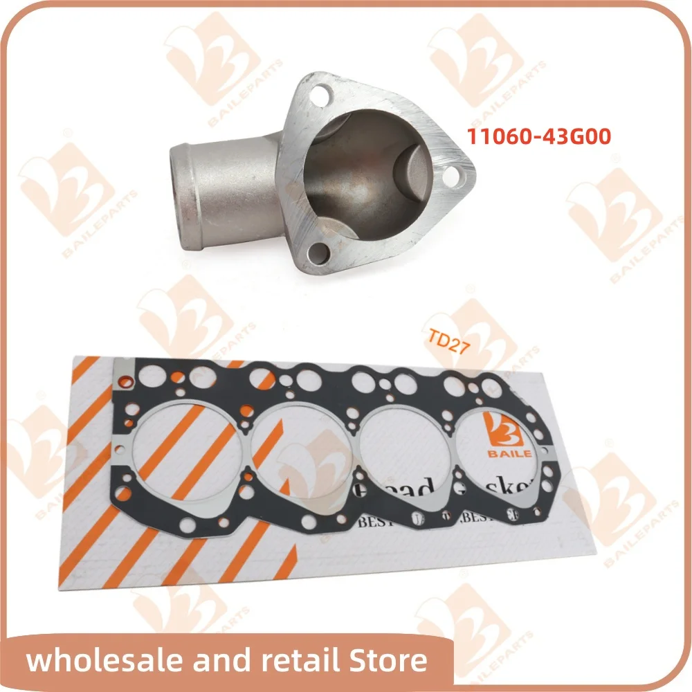 TD27 Cylinder Head Gasket For Nissan Thermostat Cover 11060-43G00 Thermostat Water Outlet Lower Seat Terrano 2 2.7 TDi (R 20)