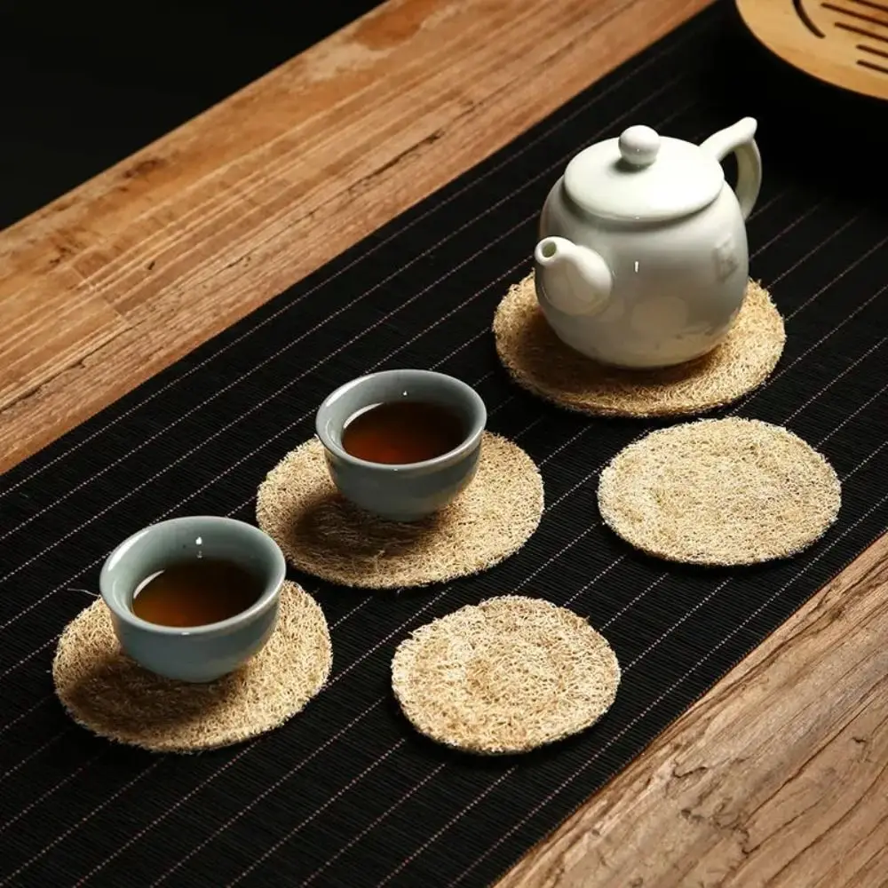 Tea Cup Mat Teapot Pad Absorb Water Teaware Home Accessorie Kung Fu TeaSet Multipurpose Accessories Natural Loofah Fibre Coaster