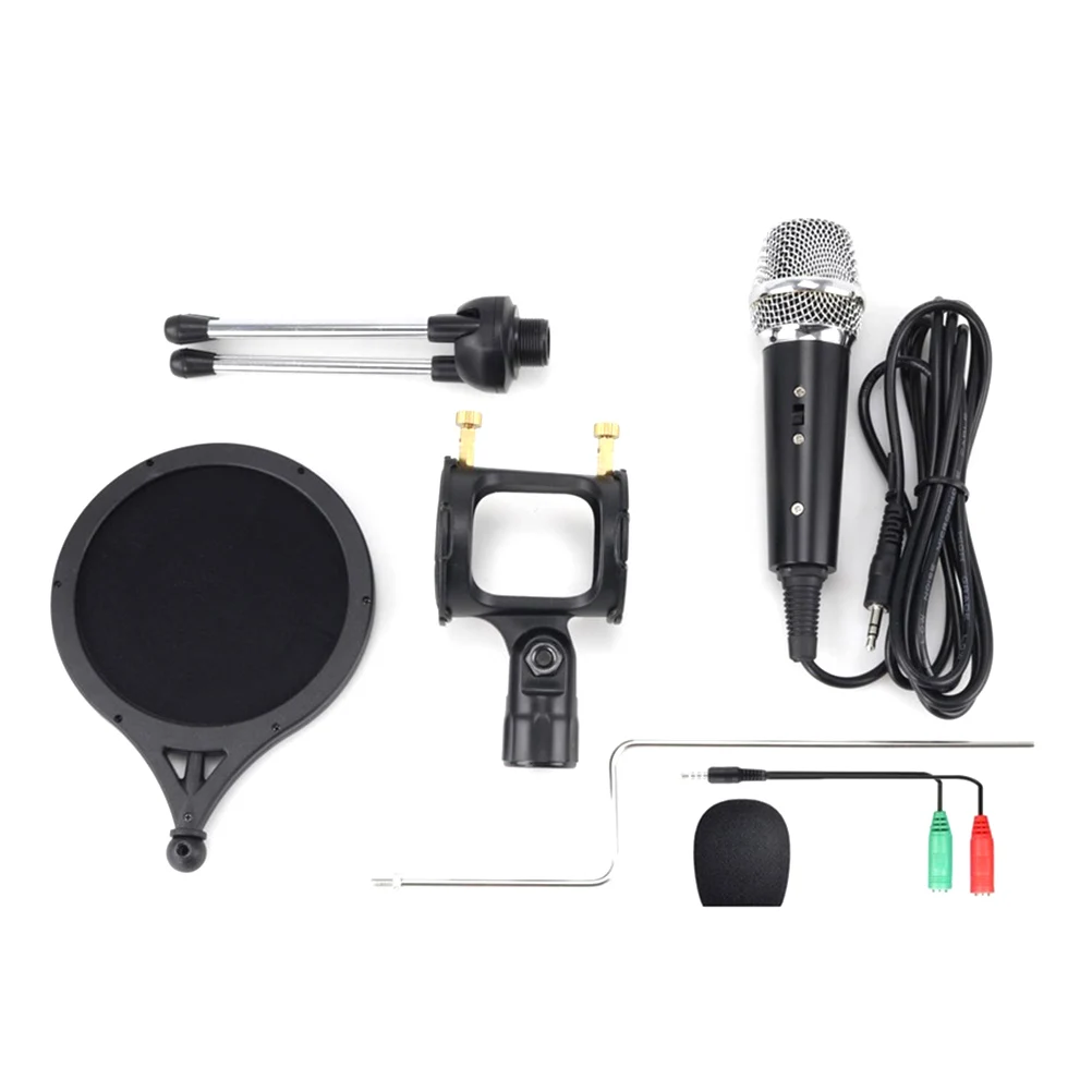 

1 set Karaoke Microphone Set 35mm Computer Podcast Broadcasting Compatible Stent Adjustable HOLDER Black