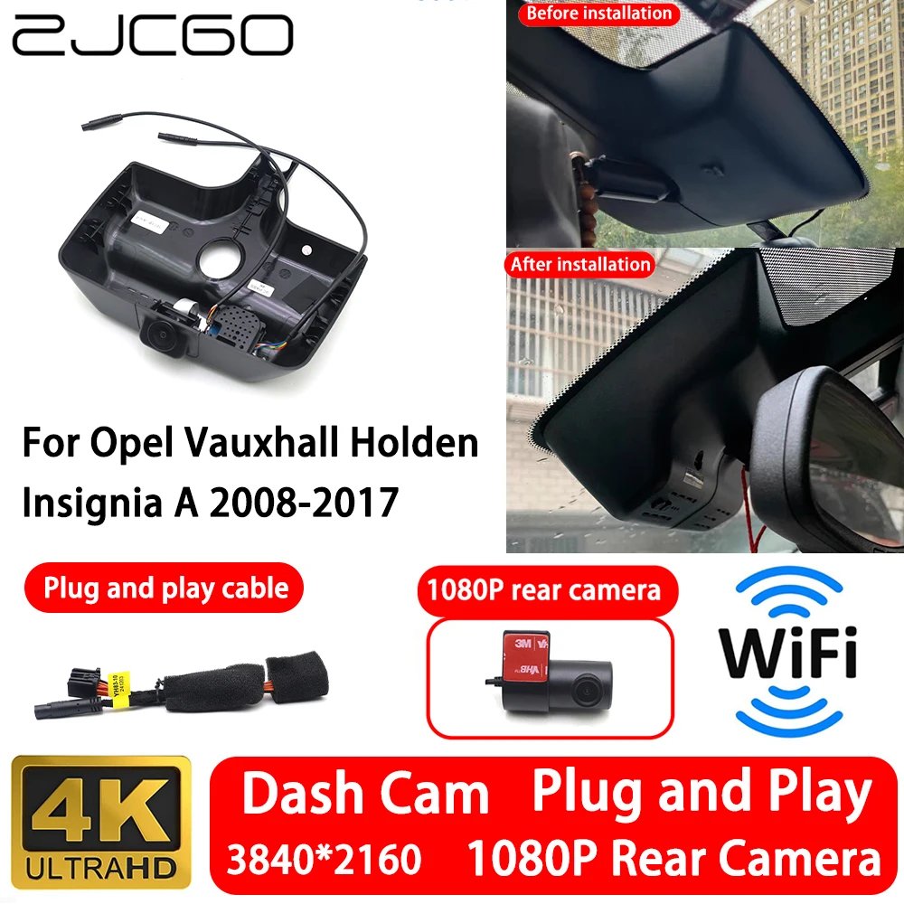 for Opel Vauxhall Holden Insignia A 2008-2017 4K Front Rear Camera Dash Cam Wifi Plug and Play Video Recorde Loop Recording