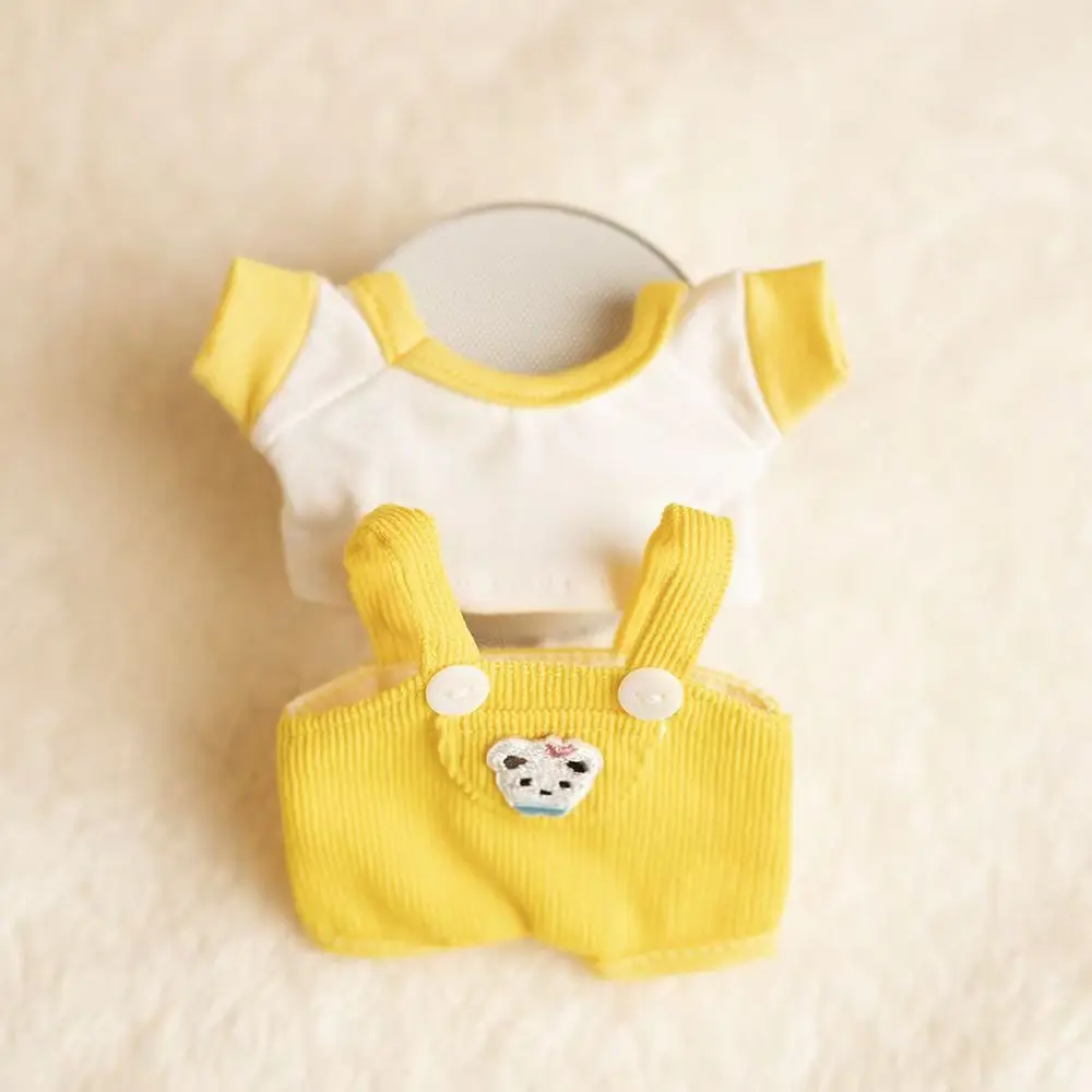 

Mini Doll'S Clothes Outfit Accessories For Ropa Labubu Idol 10cm cotton doll Bucket hat overalls overalls set Clothing Gift