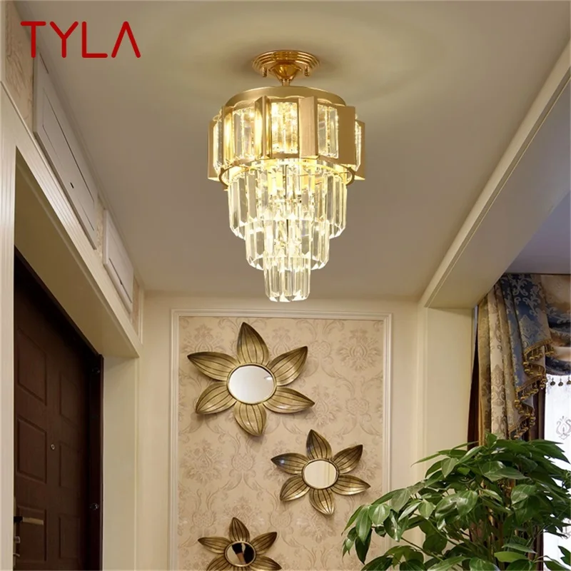 

TYLA Chandelier Lamp Fixtures Crystal Pendant Light Postmodern Luxury Home LED for Aisle Corridor