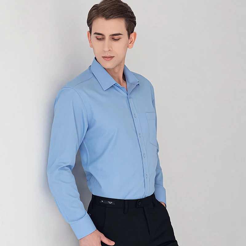 Men\'s Semi-formal Long Sleeve Regular-fit Basic Dress Shirt Business Work Office Comfortable High-quality Classic Male Shirts