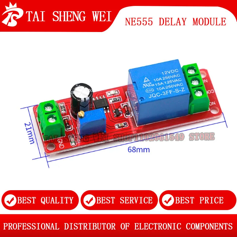 NE555 DK555 Timer Switch Adjustable Disconnect Module Time delay relay Module DC 12V Delay relay shield 0~10S