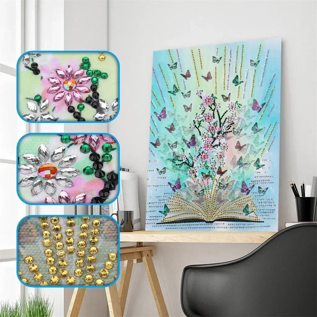 Special Shaped Diamond Painting Butterfly Flower DIY 5D Partial Drill Cross Stitch Kits Crystal Rhinestone Arts Home Decoration