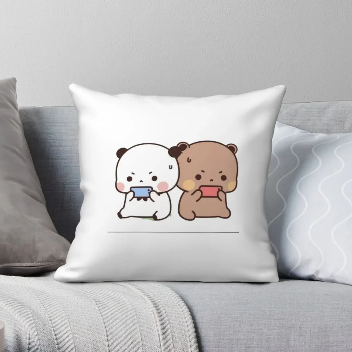 Gaming Milk And Mocha Cute Bears Square Pillowcase Polyester Linen Velvet Creative Zip Decorative Pillow Case Bed Cushion Cover