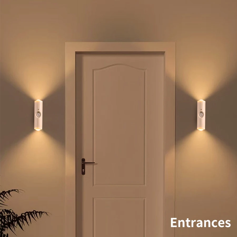 مصباح جداري مغناطيسي قابل لإعادة الشحن باللون الأبيض RGB ضوء ليلي لاسلكي لجسم الإنسان ضوء مستشعر غروب الشمس الإسقاط الضوء المحيط