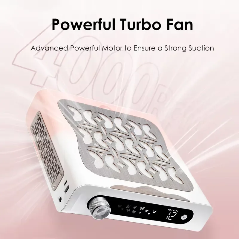 Portable Brushless Vacuum Cleaner 4000RPM High Speed Dust Collector for Nail Art Metal Body Battery Powered Lightweight