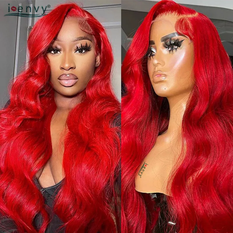 Red Body Wave Lace Front Wigs 13X6 Hd Lace Frontal Wigs Pre Plucked 13X4 Colored Burgundy 99J Human Hair Wigs 30 Inches Women