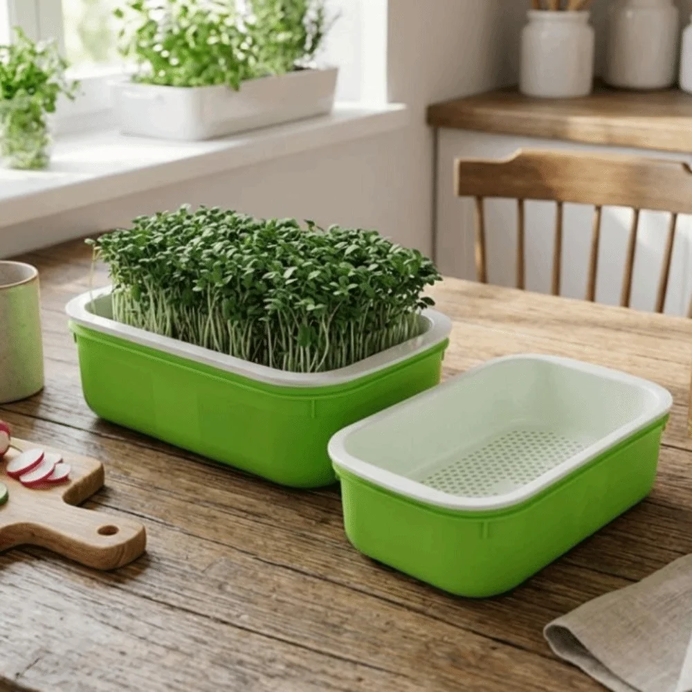 2Pcs Double Layer Germination Tray Plastic Cultivation Pot Soil-Free Nursery Pots Grid Design High Ventilation