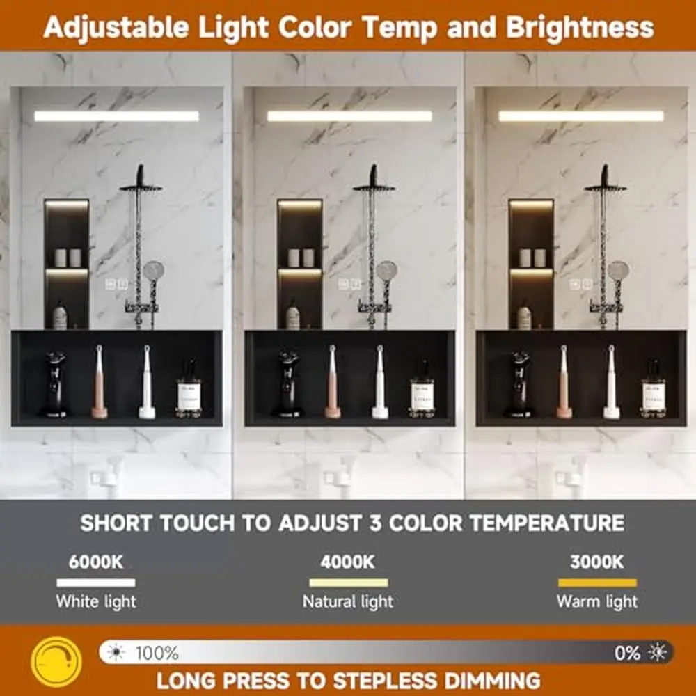 LED Bad Medizin schrank mit Defogger Dimmer beleuchtet Spiegels chrank wasserdicht rostfrei Aluminium legierung einfach zu montieren