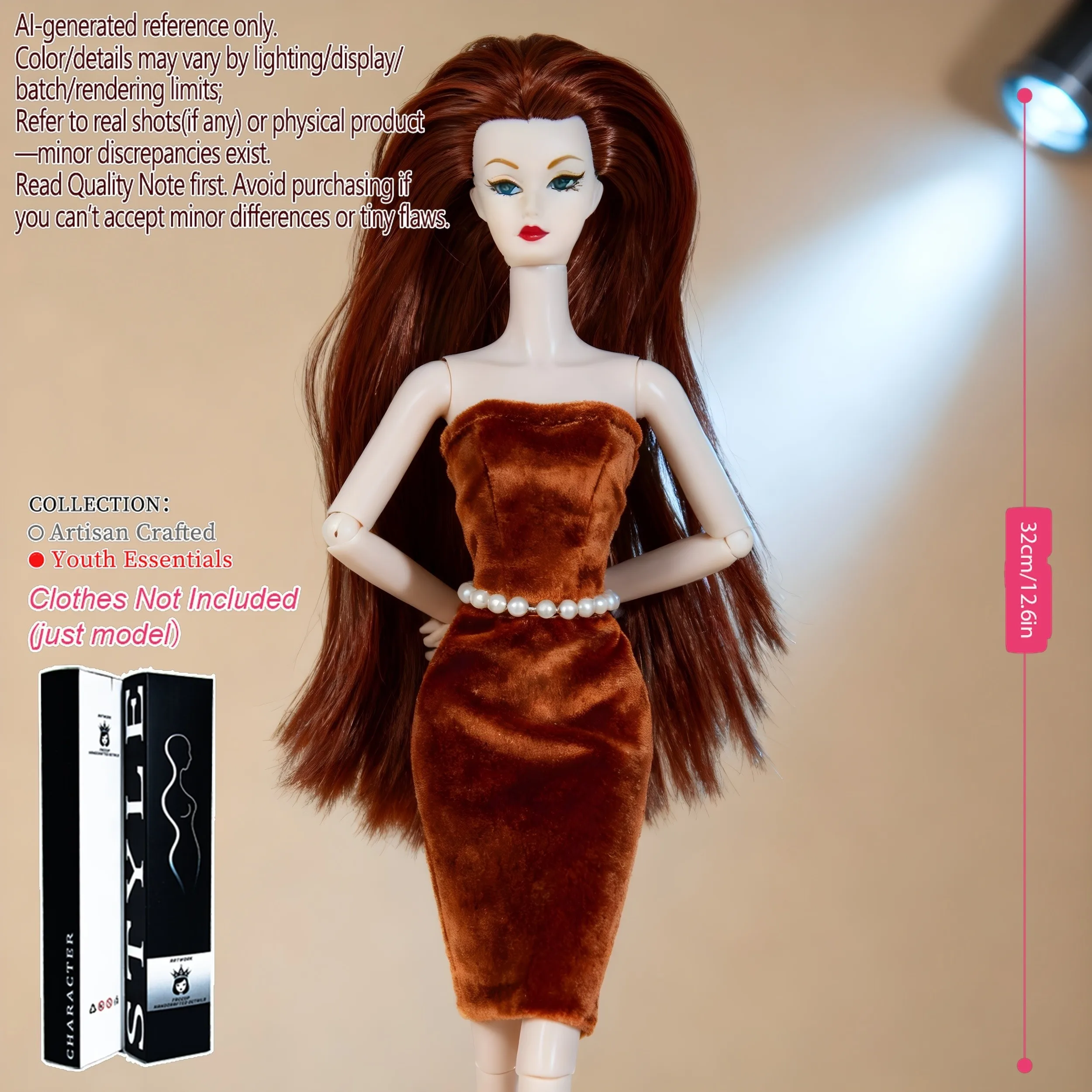 

12,6-дюймовая реалистичная коллекционная кукла BJD — модная модель куклы с шаровым шарниром и 12 шарнирами для рукоделия (без одежды)