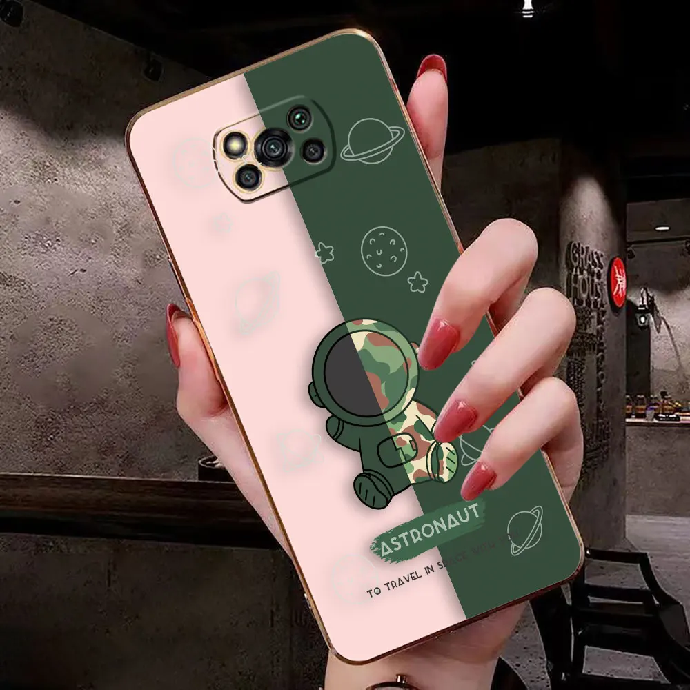 Camouflage Cartoon Astronaut Cover Smooth E-TPU Phone Case Xiaomi POCO F1 F2 F3 F4 F5 M2 M3 M4 M5 X2 X3 X4 X5 GT NFC Case Shell