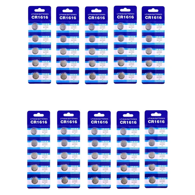 

50PCS/10 Card 3V CR1616 DL1616 ECR1616 LM1616 CR 1616 Lithium Button Coin Cell Battery For Watch Toys Remote