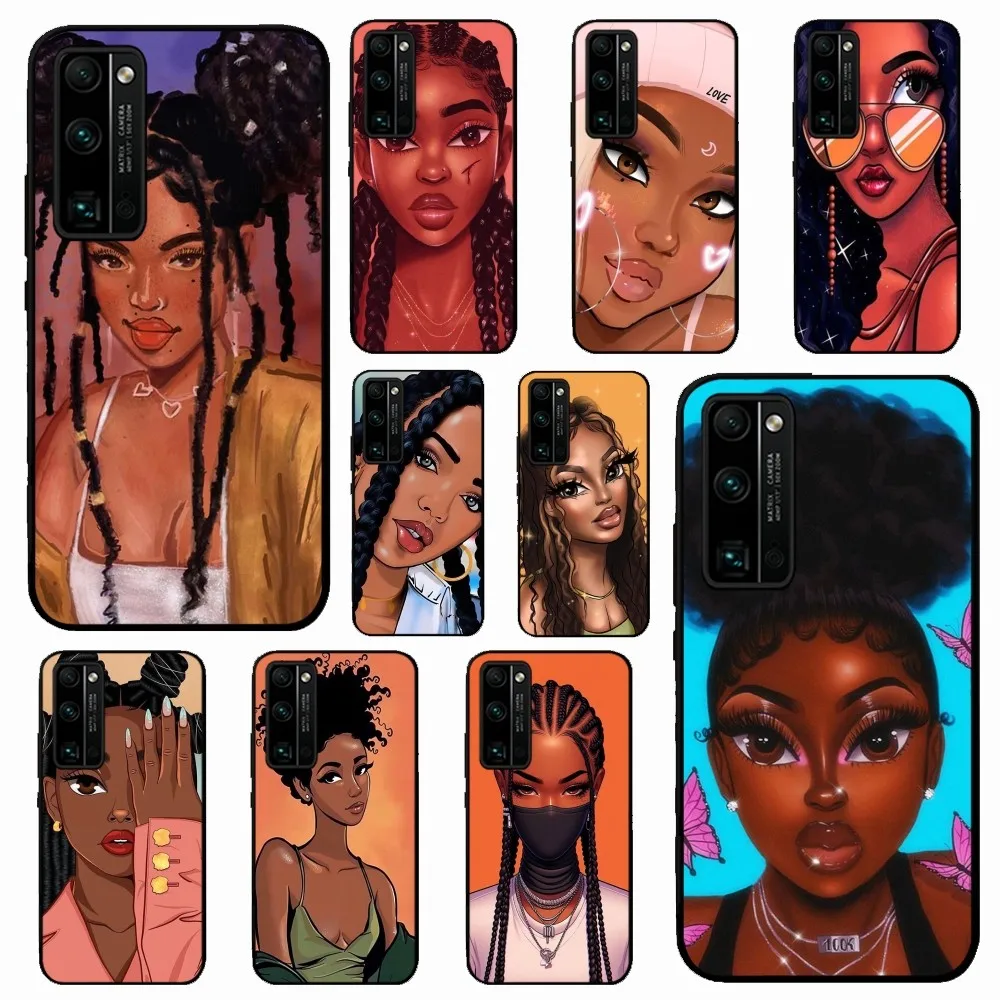 Afro Girls Art Phone Case For Huawei Honor 10 lite 9 20 7A 9X 30 50 60 70 pro plus Soft Silicone Cover