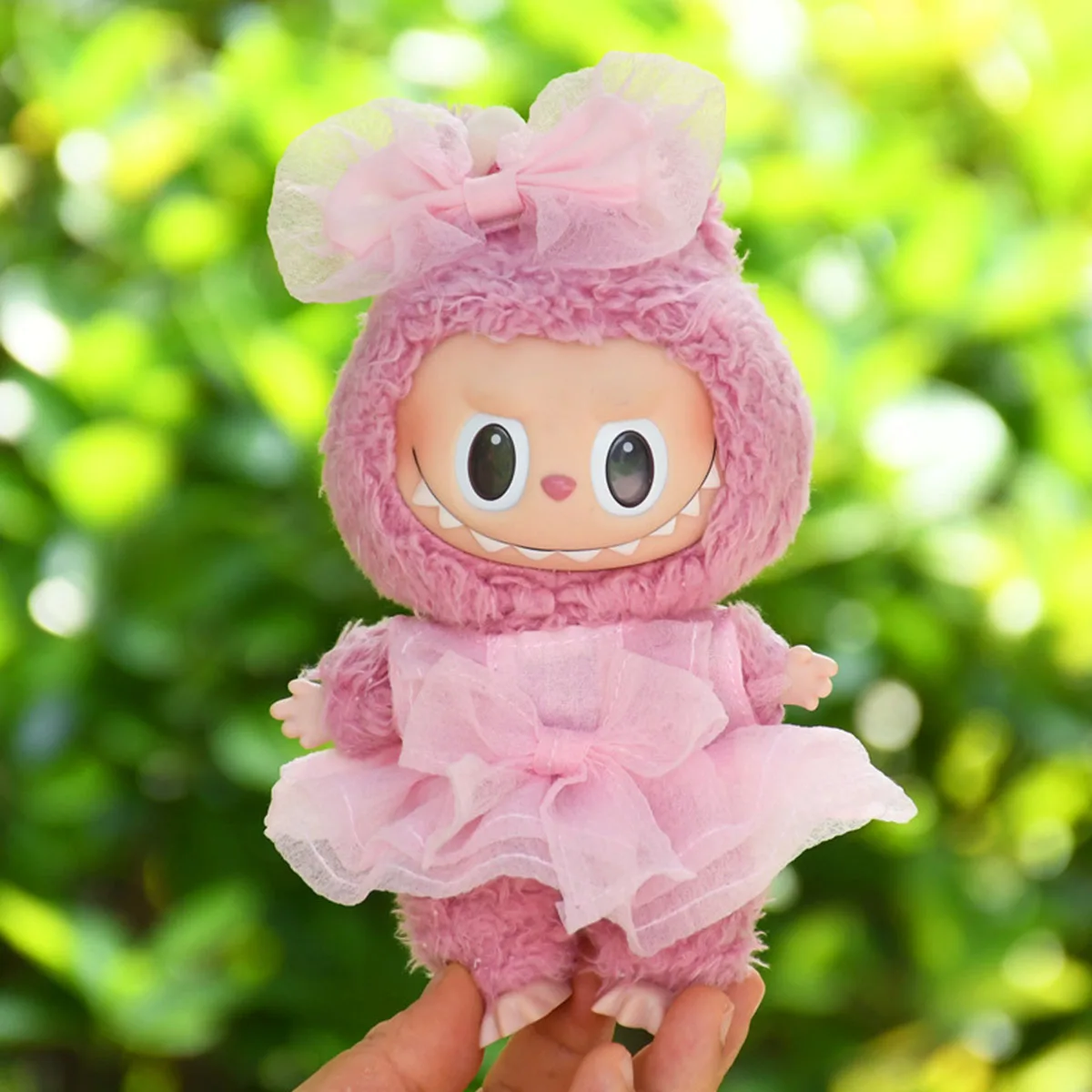 Labubu Doll Pink Yarn Skirt Set Cute Mini Labubu Set Accessories DIY Girl Gift