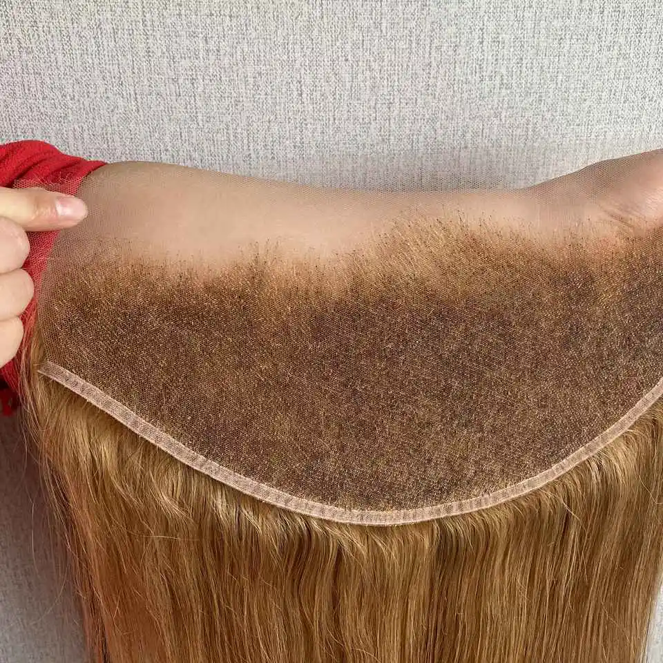 13x6 frontal gerade 27 # honig blondes menschliches Haar farbiger Spitzen verschluss 5x5 hd Spitzen verschluss nur Schmelz häute für Frauen vor gezupft