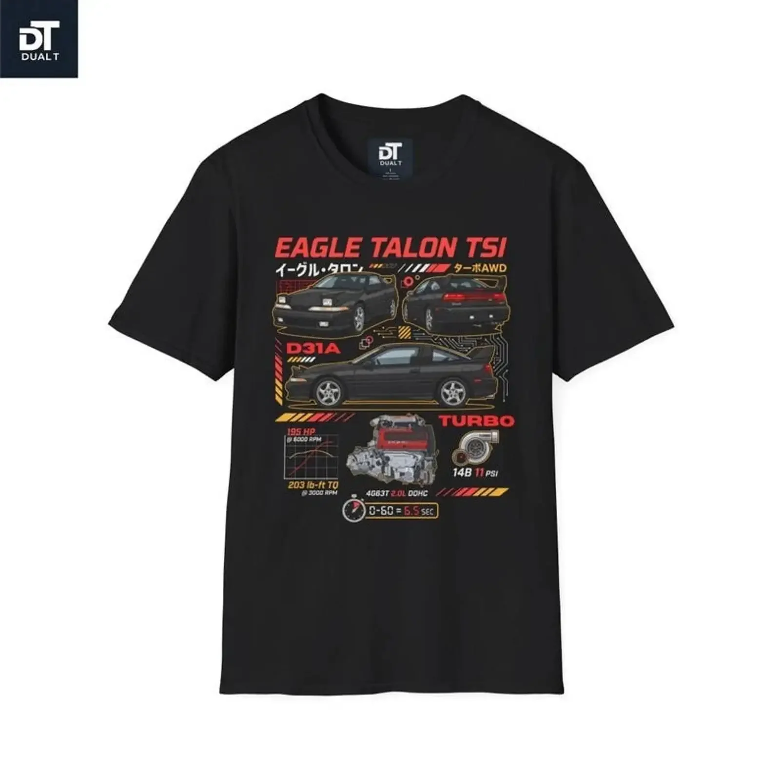 Eagle Talon TSi D31A JDM Streetwear Softstyle graphic T Shirt vintage Washed Stretched streetwear designer clothes Unisex