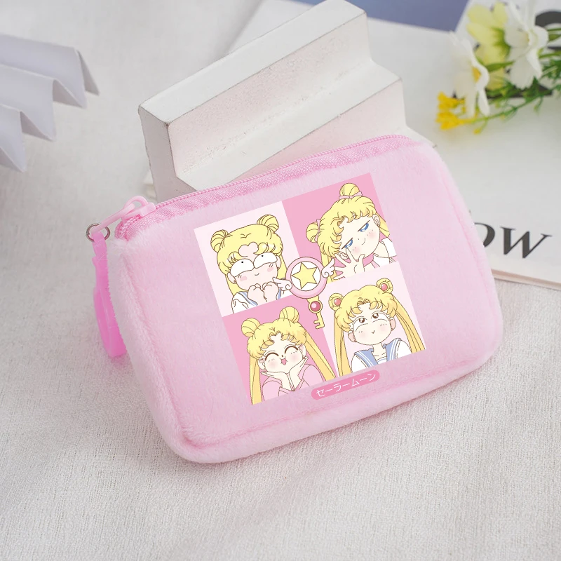 Sailor Moon Children Plush Coin Purse Wallet Boys Girls Mini Cartoon Anime Kawaii Storage Bag Handbag Kids Birthday Cute Gifts