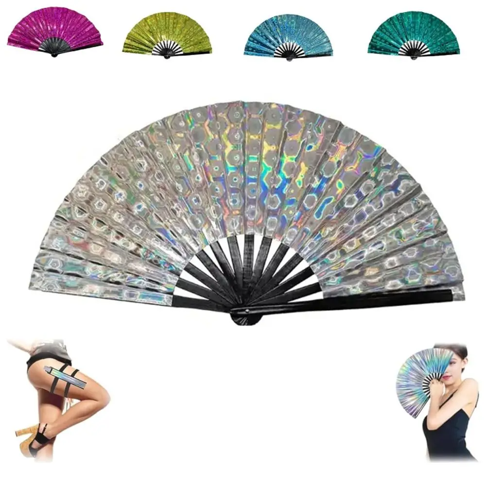 New Foldable Bamboo Fan 64cm Lightweight Clack Clapping Fans Portable PVC Stage Performance Dance for Line Dancing