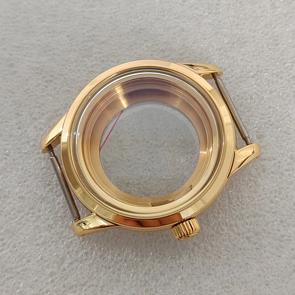 Nowe, zmodyfikowane akcesoria złote 39MM przezroczysta tarcza z otwartym deklem, pasujące do mechanizmów NH34/35/36/4 R/7S