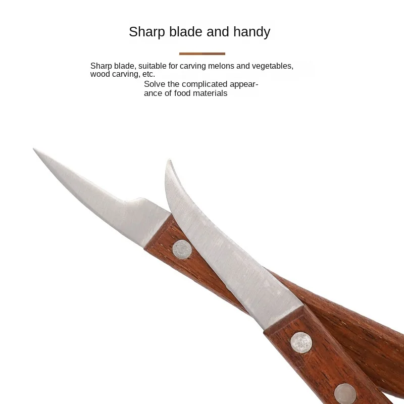 

10pcs Wooden Handle Stainless Steel Fruit and Vegetable Carving Knife Restaurant Chef Cold Plate Combination Cake Carving