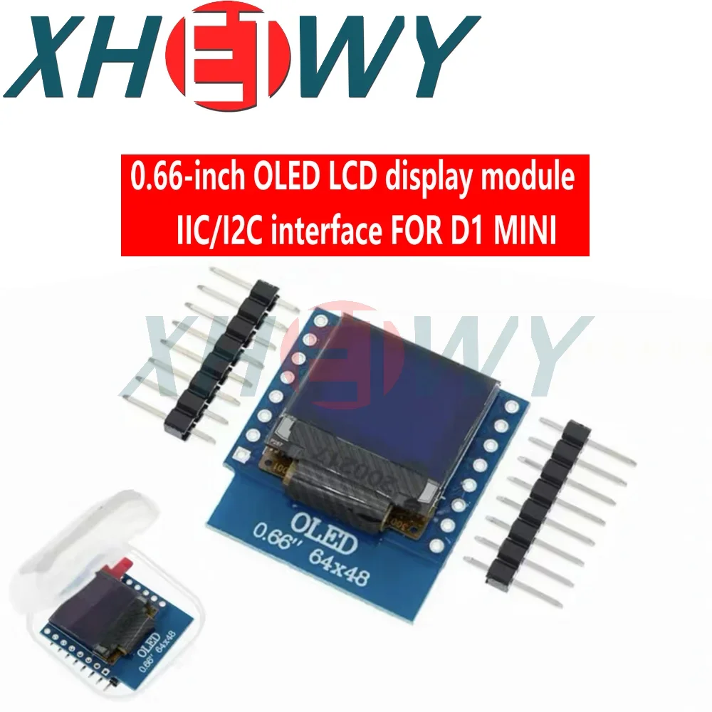 شاشة عرض LCD LED OLED مقاس 0.66 بوصة متوافقة مع WEMOS D1 MINI ESP32 64X48 شاشة 0.66 بوصة وحدة oled مقاس 0.66 بوصة IIC I2C