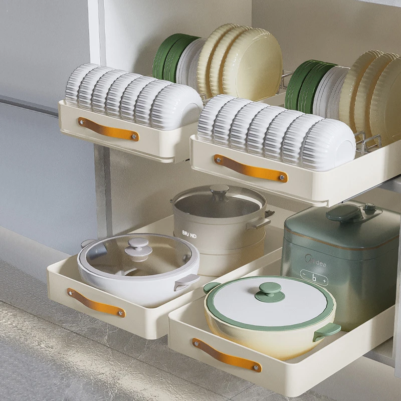 Narrow Pull Out Dish Rack Slim Cabinet Organizer for Kitchen Plates Bowls Dishware Storage Drainage Space Saving