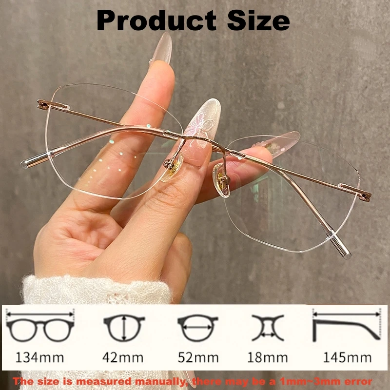

TFTB Fashion Cat's Eye Butterfly Women's Rimless Glasses Ultralight Titanium Alloy Trendy Optical Prescription Eyeglasses Frames
