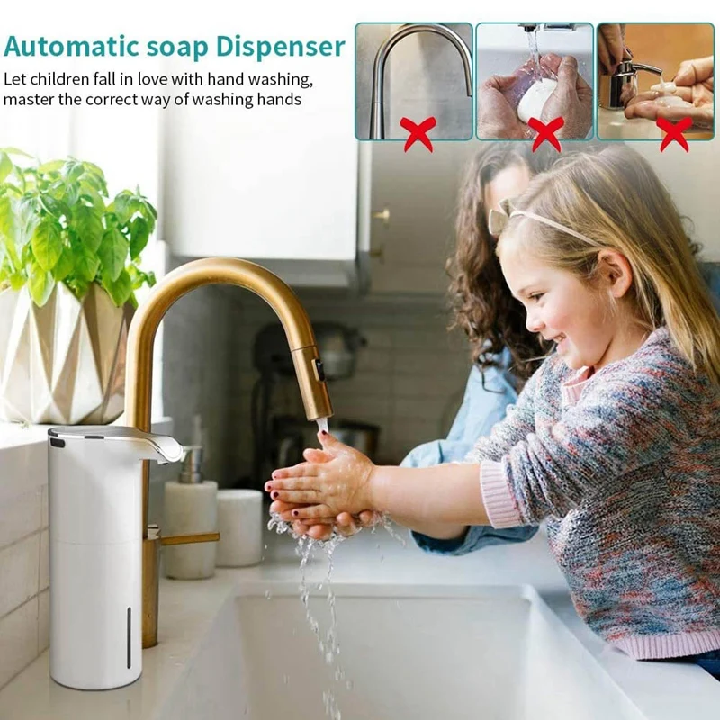 Soap Dispenser Automatic - Touchless USB Rechargeable Electric Liquid Soap Dispenser Waterproof Adjustable Volume 450Ml