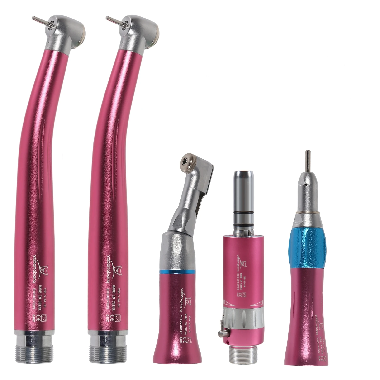 Hot Sale! N-S-K Style Pink Den tal High & Low Speed Handpiece Kit 1:1 Air Motor E-type External Spray 2 Hole Turbine E-type