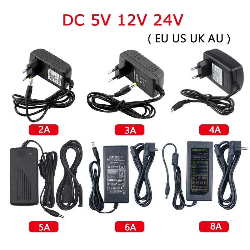 

DC 5V 12V 24V Switching Power Supply 2A 3A 4A 5A 6A 8A 10A Lighting Transformer 2.1mm*5.5mm LED Power Adapter For Camera Router