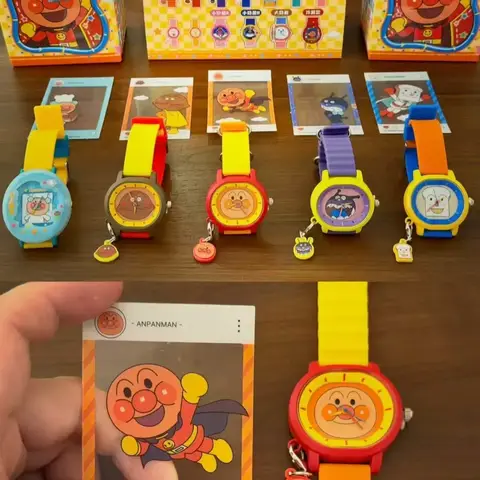 New Anime Goods Anpanman Series Blind Box Watch Cute Colorful Leather Strap Round Dial Ideal Gift For Anime Collectors Fans
