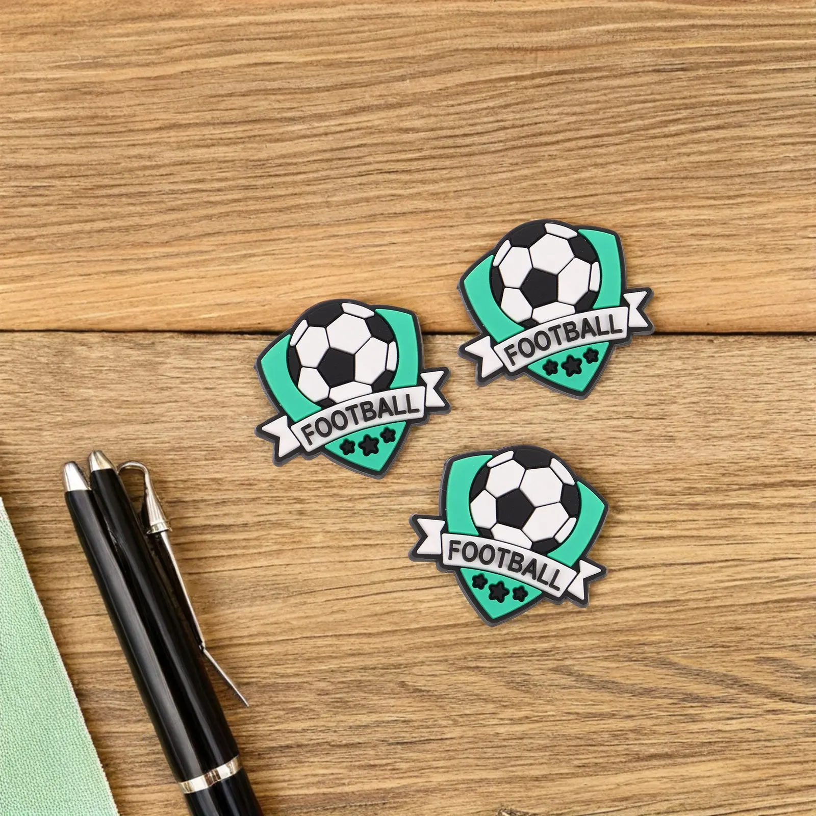 

40Pcs Soccer Pen Topper PVC Pencil Clips Classroom Prize Supplies Students Cute Stationery Clips Fun Sports Accessories Notebook