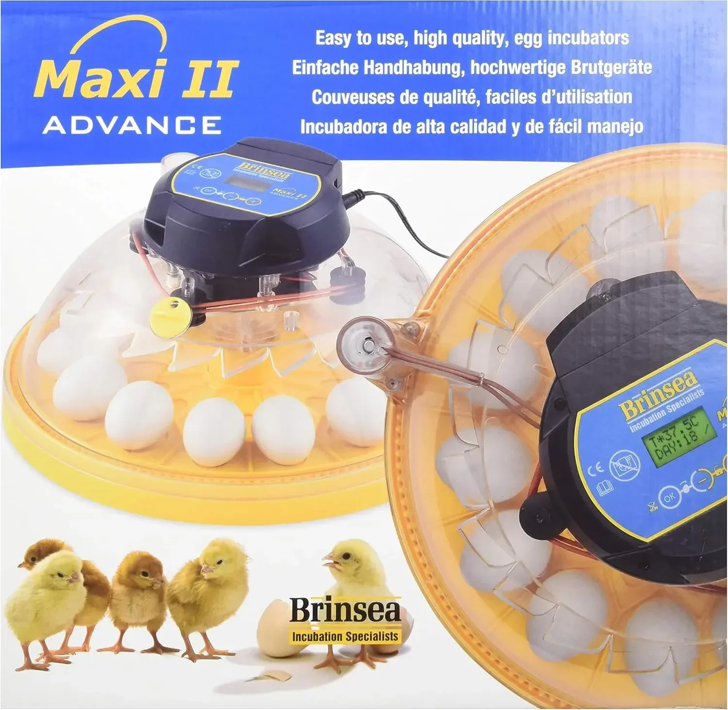 Brinsea Products USAC26C Maxi II Advance Automatic 14 Egg Incubator, One Size, Yellow/Black