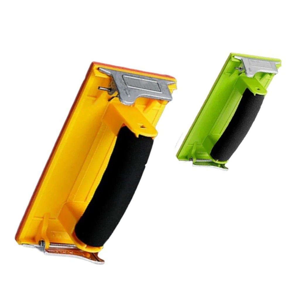 Plastic Frame and Foam Sandpaper Holder for Surface Preparation Before Painting or Coating 9x19cm Green Yellow