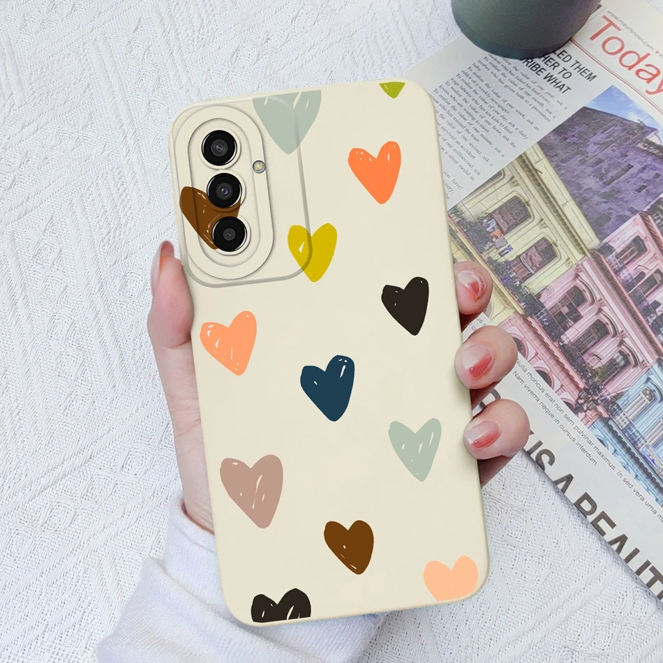For Samsung Galaxy M13 M14 Phone Case Love Heart Upgrade Camera Protection Liquid Silicone Back Cover For Samsung M 13 14 Capa