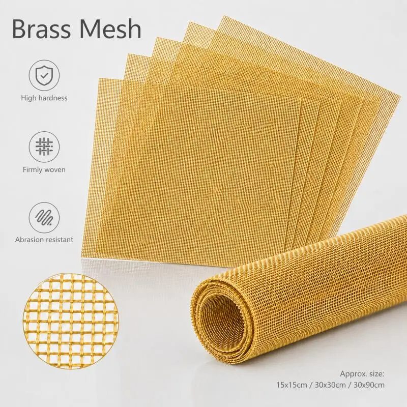 20-200M Brass Woven Wire Metal Mesh 15x15cm/30x30cm/30x90cm Coppers Paint Filter Screen Non-magnetic Signal Blocking Net